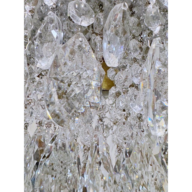 Vintage Crystal Teardrop Chandelier With Embossed Cherub Brass Crown For Sale - Image 9 of 11