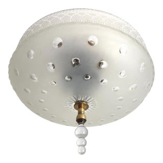 Deco Cut Glass Ceiling Light, 1940s For Sale