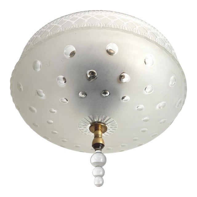 Deco Cut Glass Ceiling Light, 1940s For Sale