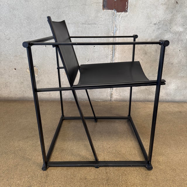 Pastoe 1990s Post Modern Black Leather and Metal Armchair #3 Attributed to Radbound Van Beekum for Pastoe For Sale - Image 4 of 10