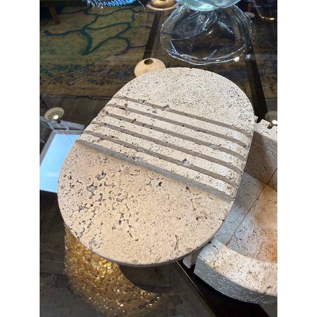 Stone Fratelli Mannelli Italian Travertine Oval Box With Sculpted Lid For Sale - Image 7 of 8