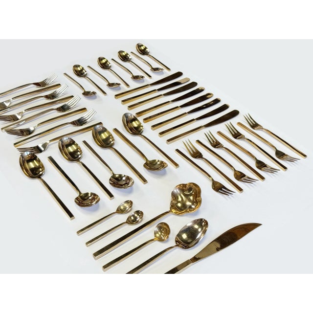 Mid 20th Century Vintage Boxed Nickel Bronze Flatware Snack Set, 45 PCS For Sale - Image 5 of 8