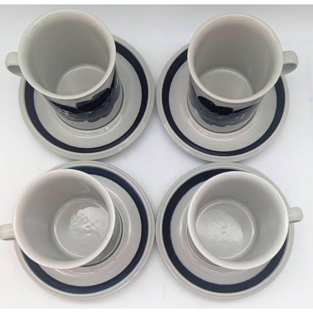 Arabia Vintage Arabia Finland Anemone Coffee Cups & Dessert Plates Designed by Ulla Procope, Set of 14 Pieces For Sale - Image 4 of 13