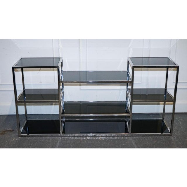 Smoked Glass and Polished Stainless Steel Console Table from Casa Padrino For Sale - Image 16 of 17
