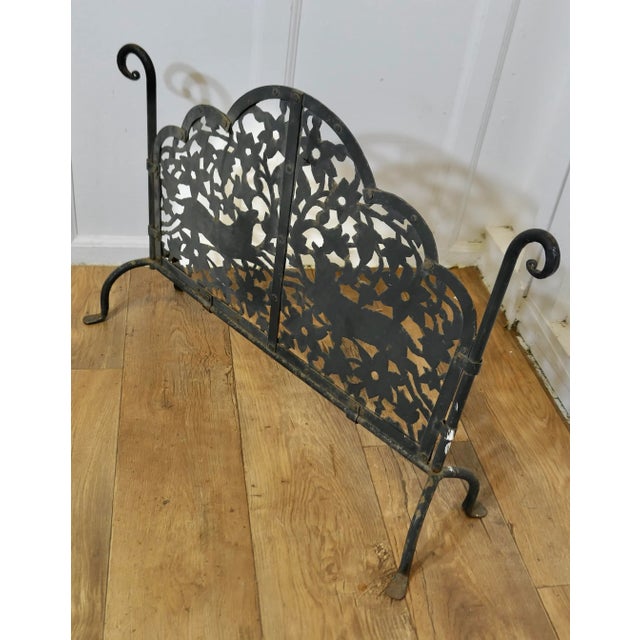 Very Heavy Old Gothic Pierced Wrought Iron Fire Screen This is a very attractive piece, the wrought iron work is superbly...