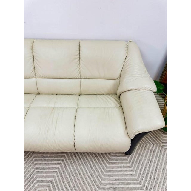 Ekornes ASA Ekornes Collection Stressless Oslo Loveseat, Cream Color Genuine Leather For Sale - Image 4 of 10