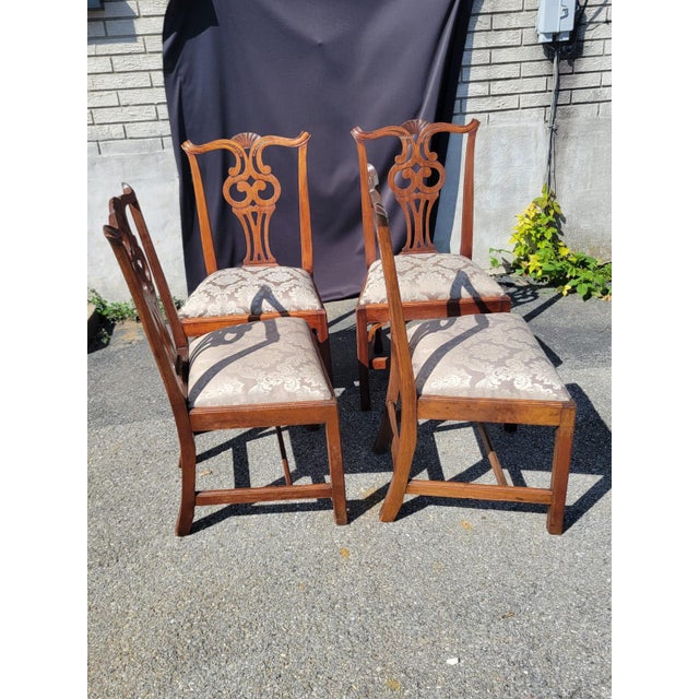 Chippendale Set of 4 Early 20th Century English Dining Room Chairs For Sale - Image 3 of 16