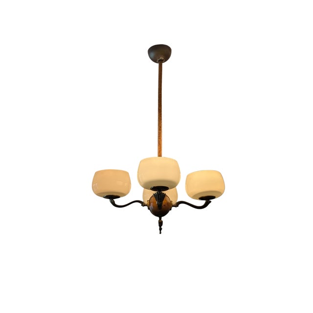Mid-Century Modern Model 1373/4 Four Arm Chandelier by Paavo Tynell Taito Oy for Oy Taito Ab, 1940s For Sale - Image 3 of 12