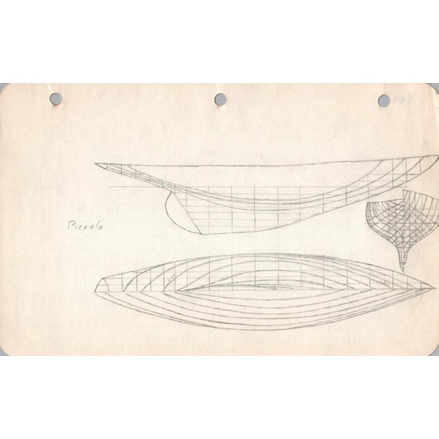Midcentury, 1940s, Marine Architectural Pencil Drawing On Paper From Maine, Unique Nautical Drawings, Architect Unknown,...