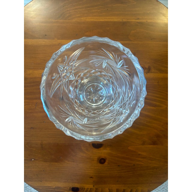 Large Mid 20th Century Cut Crystal Vase For Sale - Image 4 of 6