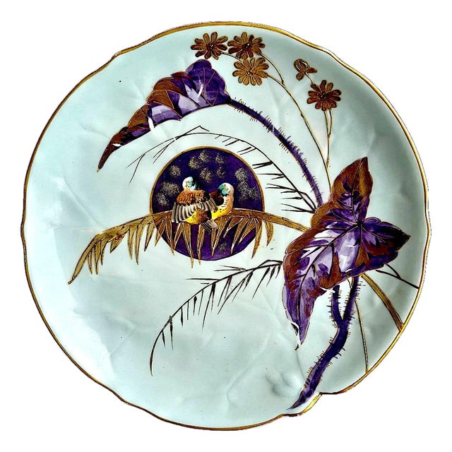 Late 19th Century Limoges Hand Painted Plate With Gold Inlay, Marked Martial Redon For Sale