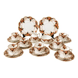Antique Art Deco Melba China England Tea Set, 1930s, Set of 30 For Sale