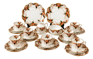 Antique Art Deco Melba China England Tea Set, 1930s, Set of 30