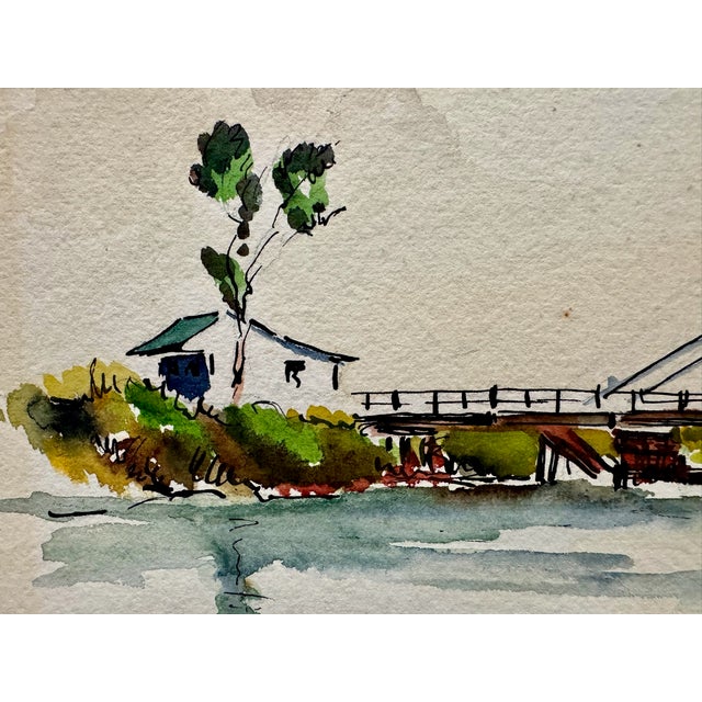 Original watercolor on paper by Henry Emil Salloch, also known as Heinz Emil Salloch, the German-born American artist and...