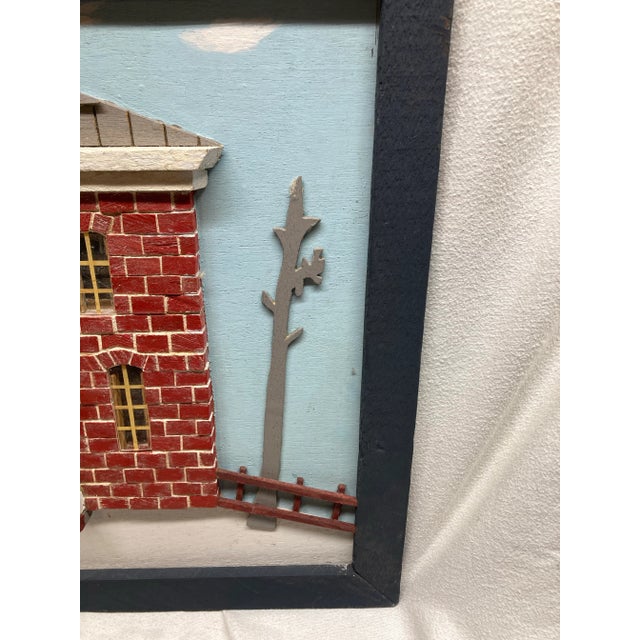 Primitive Wall Picture Folk Art Mixed Media Narrated Replica Family Farmhouse For Sale - Image 4 of 6