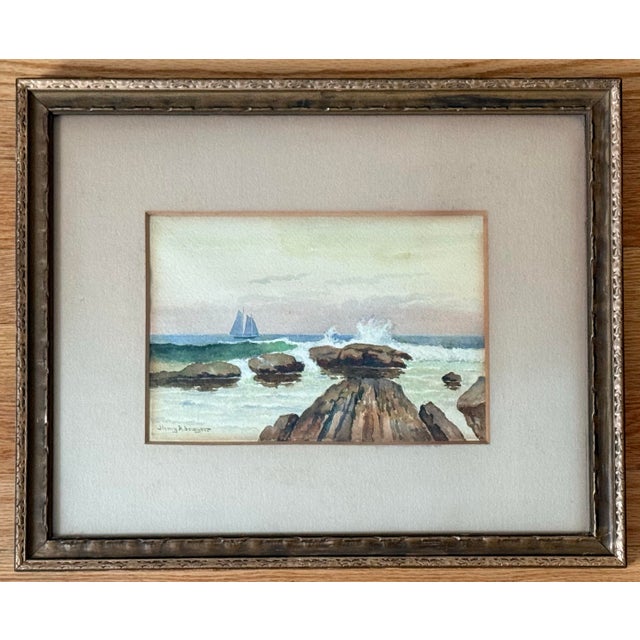 Henry R. Sawyer Antique Framed Seascape Watercolor For Sale - Image 10 of 10