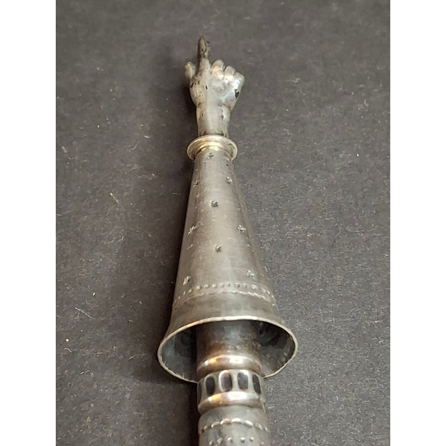 Metal Rare Antique 19th Century 13 Loth Silver Torah Pointer Yad Austro Hungarian Judaica 72g For Sale - Image 7 of 16