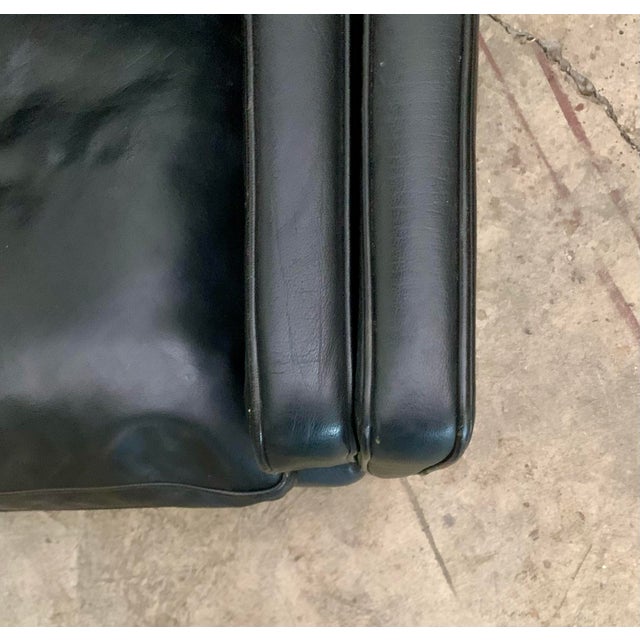Stouby Mid 20th Century Danish Modern Beautiful Black Leather 3 Seat Sofa Wood Legs For Sale - Image 4 of 13