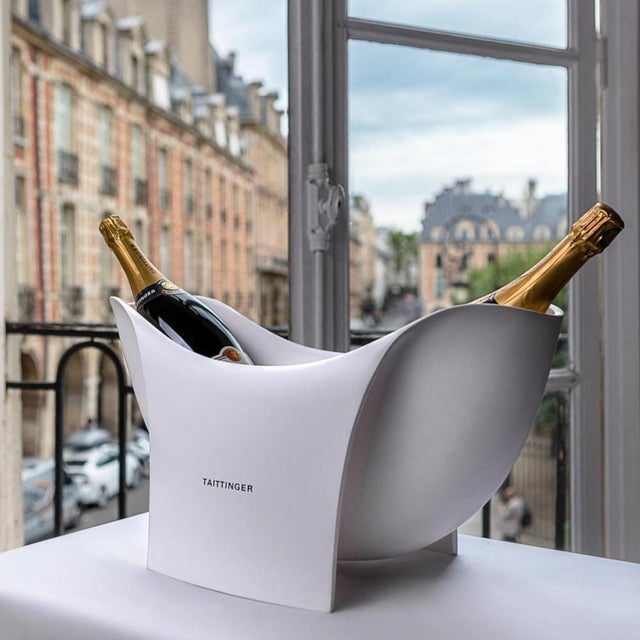 Extremely Rare Taittinger France White Corian Multiple Bottle Extra Large Champagne Bath Chiller - NOS Measurements:...