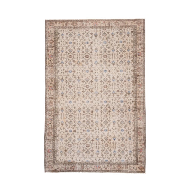 Vintage Turkish Oushak Rug 83.5'' X 126.5'' /212 x 321 cm Hand woven with high quality pure wool Excellent condition From...