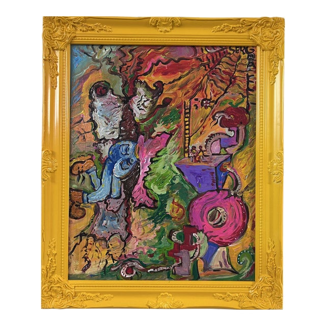 Original Abstract Painting on Canvas "Jump Into the Painting" by Serg Graff Coa For Sale