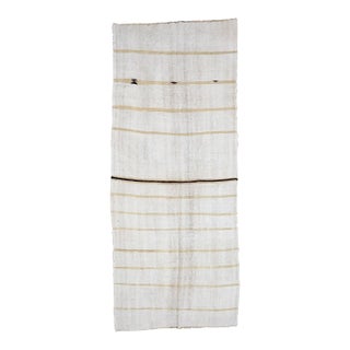 Mid 20th Century Striped Vintage Hemp Kilim Rug For Sale