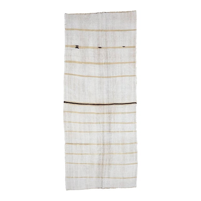 Mid 20th Century Striped Vintage Hemp Kilim Rug For Sale
