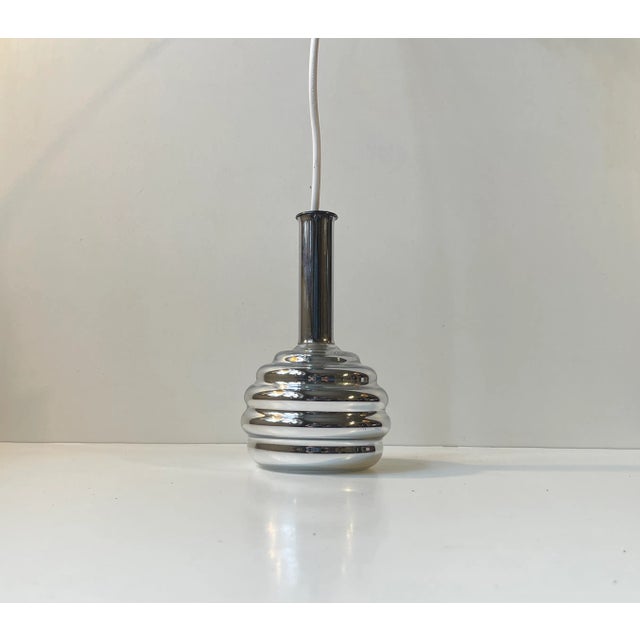 Space Age Italian Pendant Lamp in Mirror Glass, 1970s For Sale - Image 3 of 10