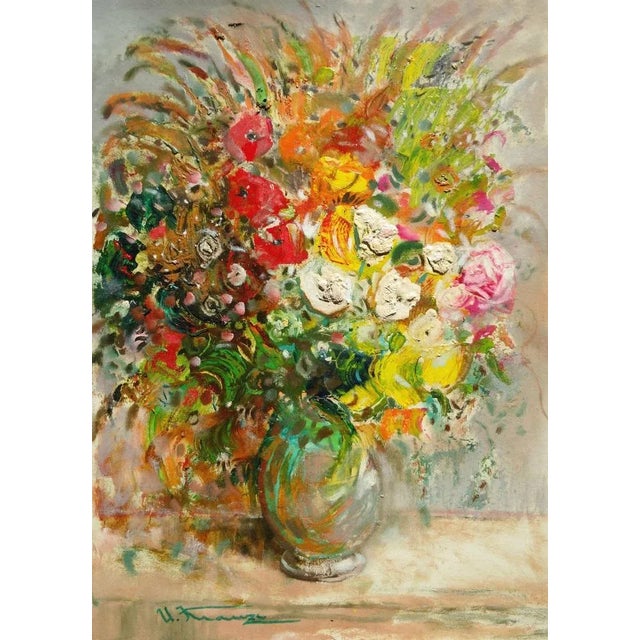 Modern Uldis Krauze, Flowers in a Vase, 2020, Oil on Cardboard For Sale - Image 3 of 3
