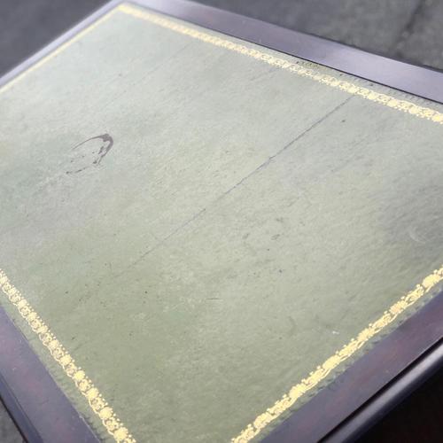 Animal Skin Pedestal Desk in Mahogany with Green Leather Top For Sale - Image 7 of 10
