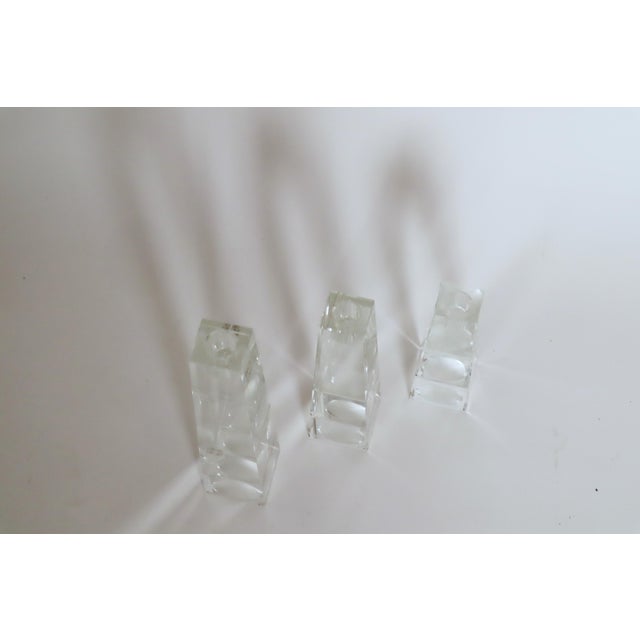 Vintage Crystal Glass Block Candlesticks from Rosenthal, 1980s, Set of 3 For Sale - Image 10 of 18