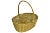 Large vintage hand woven 12 inch oval wicker basket with center handle with applied bronze gold tone highlights. Fill for...