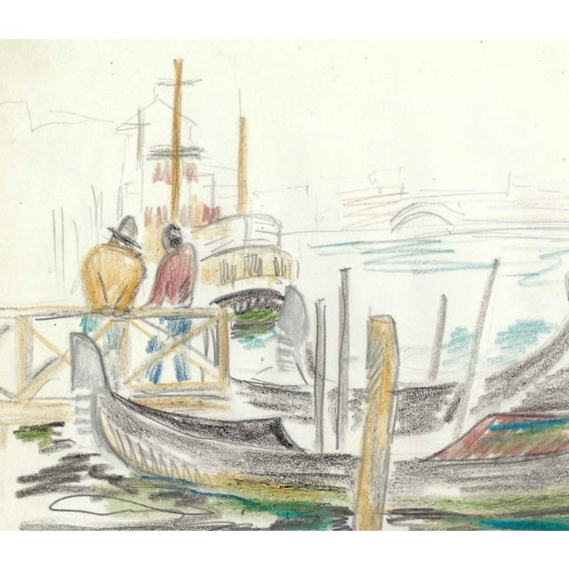 Grace Spongberg (American, 1906-1992) "Venice / By Saint Marks Square" oil pastel on paper, titled and estate stamp on...