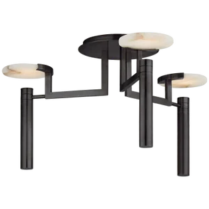 Kelly Wearstler for Visual Comfort Signature Melange Large Floating Disc Semi-Flush Chandelier in Bronze with Alabaster