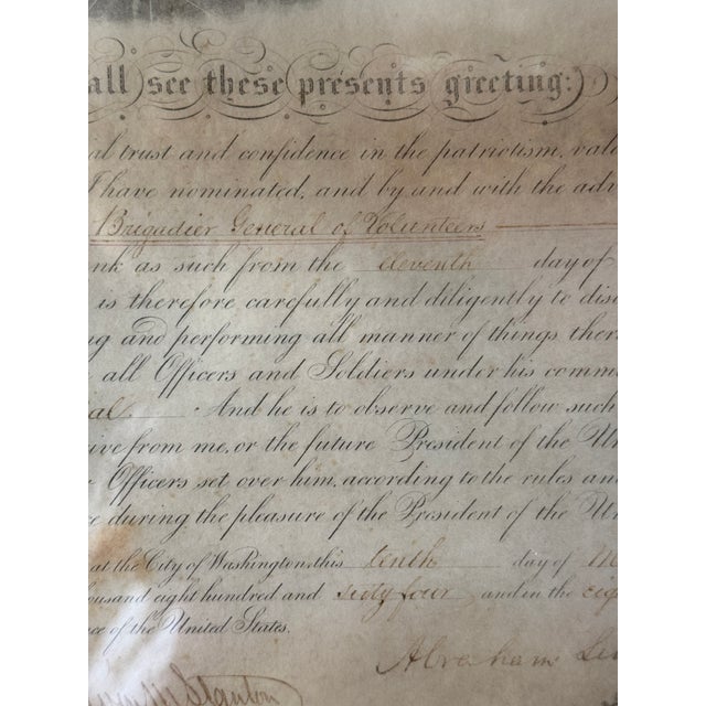 Brown Mid 19th Century Abraham Lincoln Brigadier General Commission Signed as President For Sale - Image 8 of 8