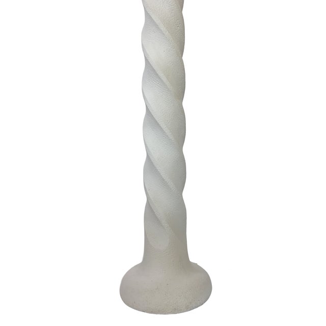 White Mid-Century Modern Hollywood Regency Spiral Floor Lamp in Michael Taylor Style For Sale - Image 8 of 12