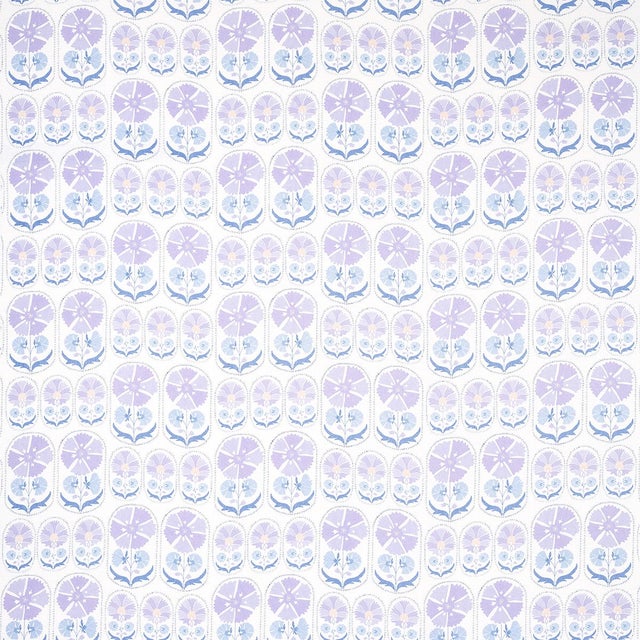 Schumacher Sample - Schumacher Anjuna Floral Linen Print Fabric in Lilac For Sale - Image 4 of 4