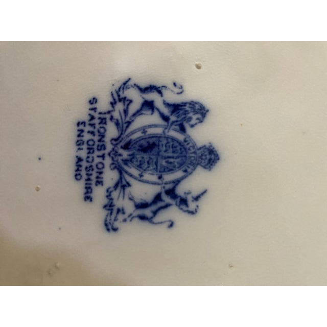 Late 19th Century Antique Staffordshire English Blue and White Ironstone Lidded Cheese Dome For Sale - Image 5 of 7