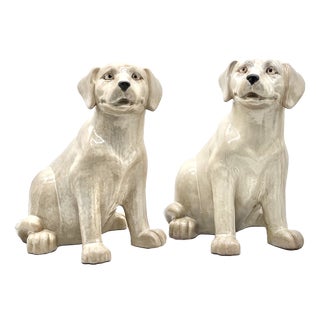 Large Italian Ceramic Dogs attributed to Ronzan, 1970s, Set of 2 For Sale