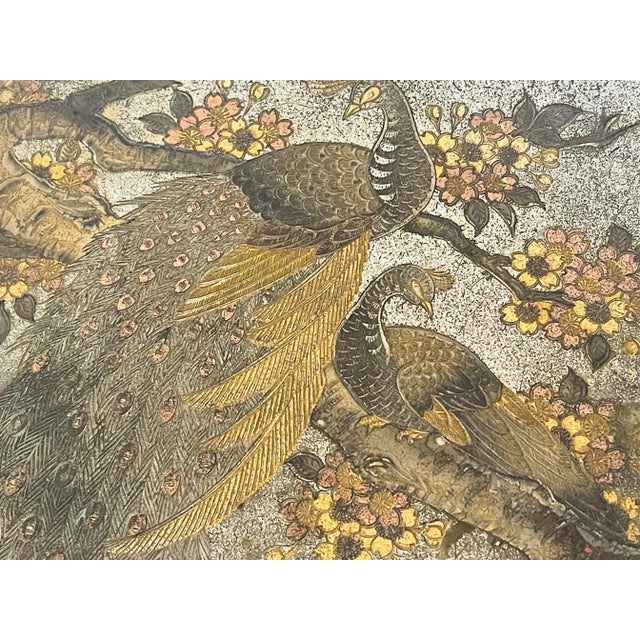 Japanese Vintage Boho Japanese Music Box Incised Phoenix Bird and Lacquered Etched For Sale - Image 3 of 3