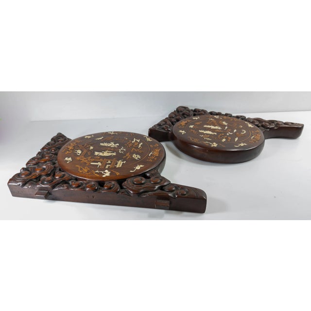 19th Century Chinese Pair of Carved Hardwood Hongmu Furniture Panels ...