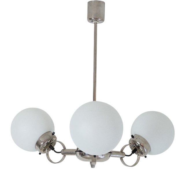 Bauhaus Chrome and Glass Pendant For Sale