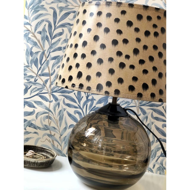 Art Deco Brown Smoked Glass Table Lamp, 1960s For Sale - Image 3 of 8