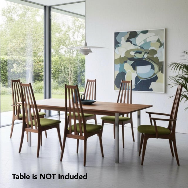 Henry P. Glass High Back Dining Chairs With Original Green Fabric For Sale - Image 11 of 15