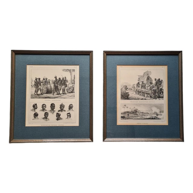 Jean-Baptiste Debret, Lithographs, 1800s, Paper, Framed, Set of 2 For Sale