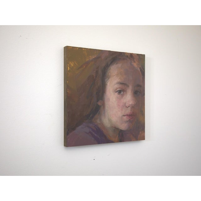 Figurative Laura by Elena Burykina | Oil on panel Portrait of a young girl with a neutral expression. For Sale - Image 3 of 4