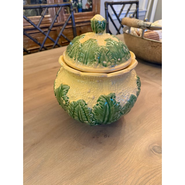 Beautiful yellow and green ginger jar made in the cabbage ware tradition or perhaps cauliflower. Perfect piece to add a...