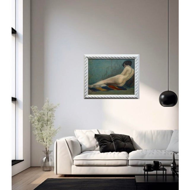 Elongated Female Nude, Early 20th Century, Oil Painting on Canvas For Sale - Image 4 of 11