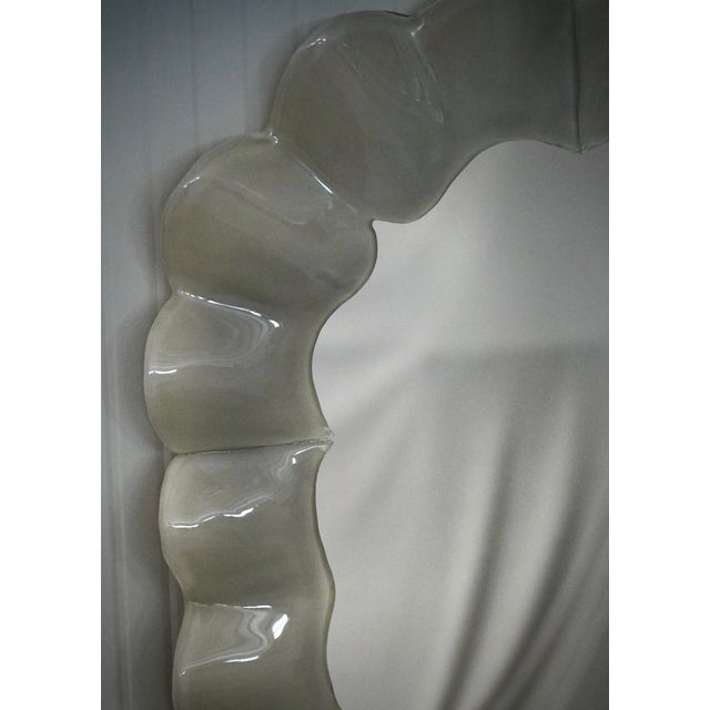 Italian Cream Murano Art Glass and Brass Console Mirror, 2000s For Sale - Image 4 of 11