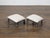 Pair of Vintage French Steel and Brass Footstools with Custom Linen Upholstery For Sale - Image 4 of 11